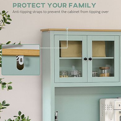 Pantry Storage Cabinet with Open Counter, Adjustable Shelves, and Drawers