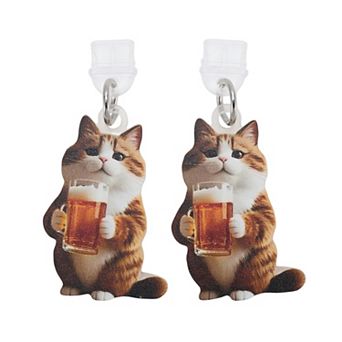 Cat Pendants Dust Plug Charm for Type-C Brown 2 pc