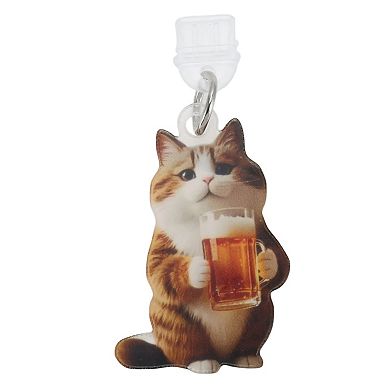Cat Pendants Dust Plug Charm for Type-C Brown 2 Pcs