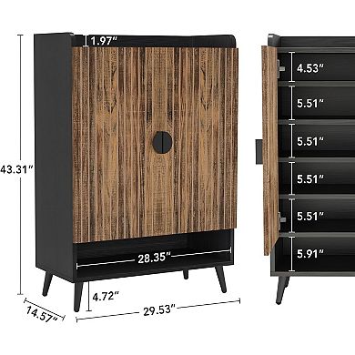7-Tier Shoe Storage Cabinet with Doors, Holds 24 Pairs, Adjustable Shelves