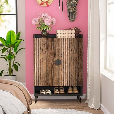 7-Tier Shoe Storage Cabinet with Doors, Holds 24 Pairs, Adjustable Shelves