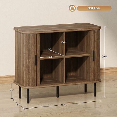 Space-Saving Buffet Cabinet with Sliding Doors and Storage Compartments