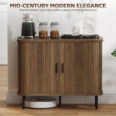 Space-Saving Buffet Cabinet with Sliding Doors and Storage Compartments