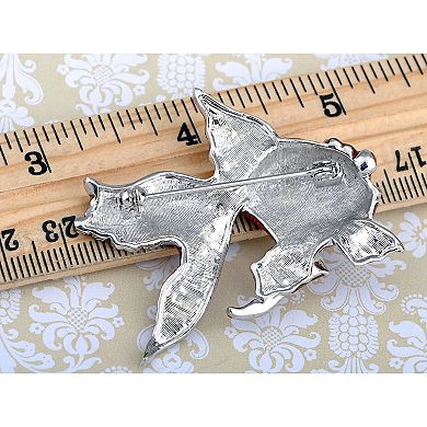 Fire Red Orange Gloss Paint Clear Crystal Rhinestone Pretty Goldfish Pin Brooch