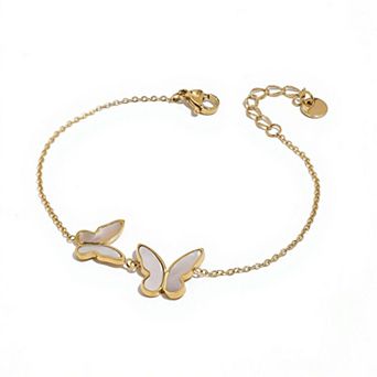 Women's Butterfly Chain Bracelet with Delicate Wing Silhouettes and Minimalist Linked Design