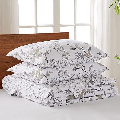Floral Peacock Cotton Pre-washed Reversible King Bedspread Set