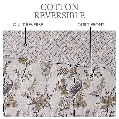 Floral Peacock Cotton Pre-washed Reversible King Bedspread Set