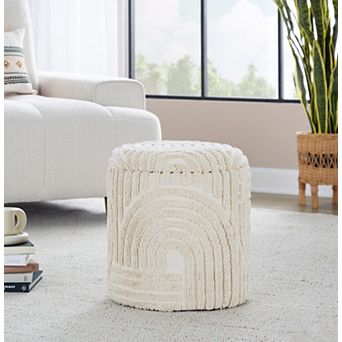 Loheer Textured Cotton Storage Ottoman with Removable Lid