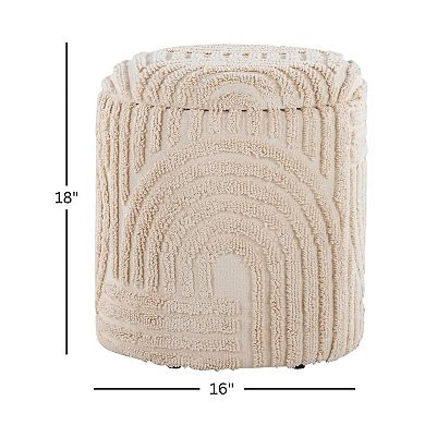 Loheer Textured Cotton Storage Ottoman with Removable Lid