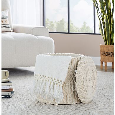 Loheer Textured Cotton Storage Ottoman with Removable Lid