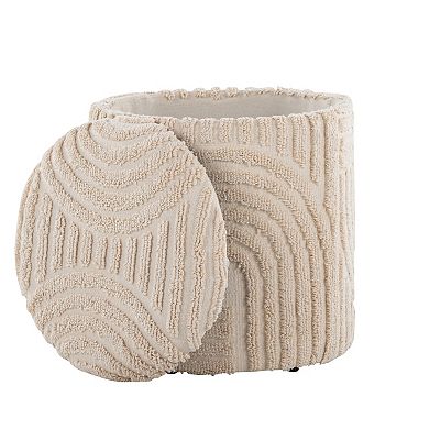 Loheer Textured Cotton Storage Ottoman with Removable Lid