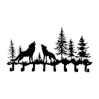 Wolf Wall Key Holder with 8 Hooks Metal Entryway Key and Hat Organizer