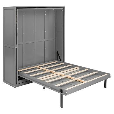 Loheer Rotating Queen Murphy Bed with Hidden Storage Racks and Space Saving Design