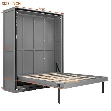 Loheer Rotating Queen Murphy Bed with Hidden Storage Racks and Space Saving Design