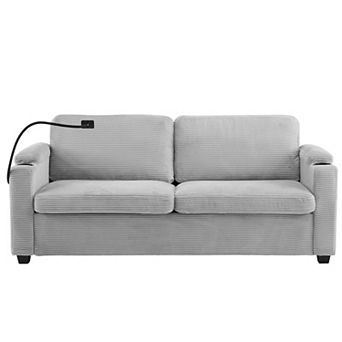 Pnronnc Sleeper Sofa, Convertible Loveseat Sofa Bed with Two USB Ports, Cup Holders & Phone Holder