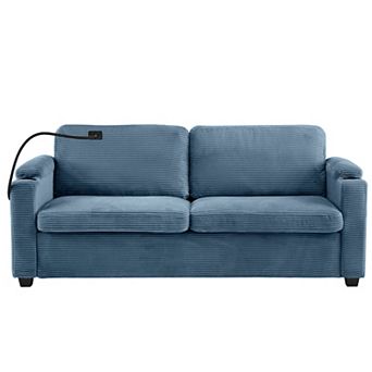 Pnronnc Sleeper Sofa, Convertible Loveseat Sofa Bed with Two USB Ports, Cup Holders & Phone Holder