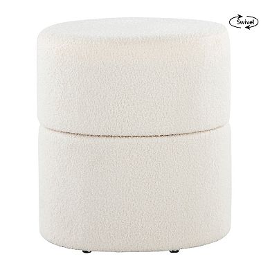 Loheer Swivel Ottoman Round Accent Footrest Upholstered Polyester