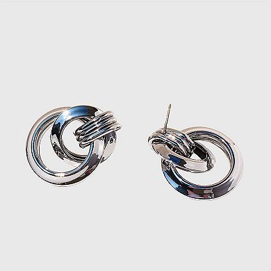 Women's Brass Interlocking Circle Earrings