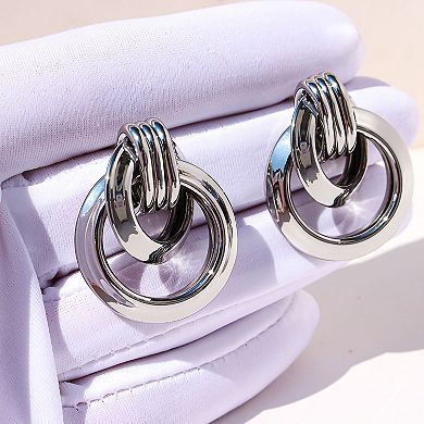 Women's Brass Interlocking Circle Earrings