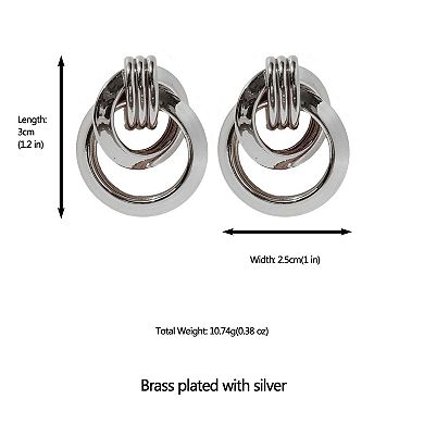 Women's Brass Interlocking Circle Earrings