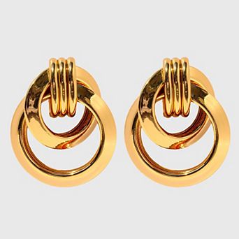 Women's Brass Interlocking Circle Earrings