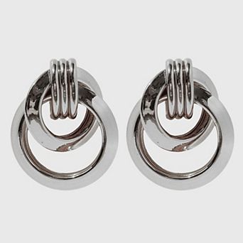Women's Brass Interlocking Circle Earrings