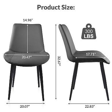 YIORTWO PU Leather Dining Chairs Set of 4, Upholstered Chairs with Metal Legs