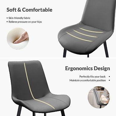 YIORTWO PU Leather Dining Chairs Set of 4, Upholstered Chairs with Metal Legs
