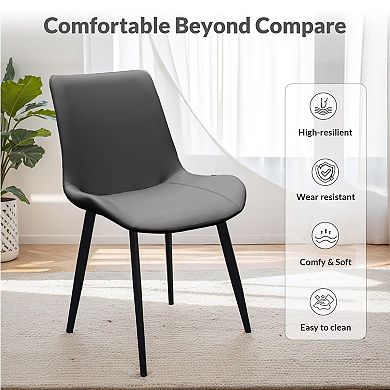 YIORTWO PU Leather Dining Chairs Set of 4, Upholstered Chairs with Metal Legs