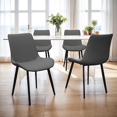 YIORTWO PU Leather Dining Chairs Set of 4, Upholstered Chairs with Metal Legs