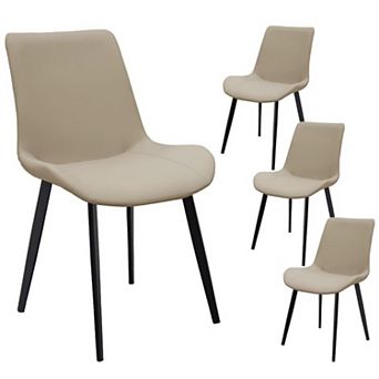 YIORTWO PU Leather Dining Chairs Set of 4, Upholstered Chairs with Metal Legs