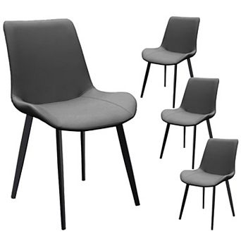 YIORTWO PU Leather Dining Chairs Set of 4, Upholstered Chairs with Metal Legs