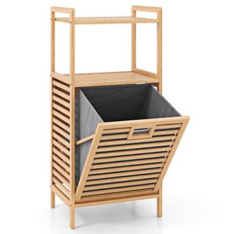 Tilt-Out Laundry Hamper with Foldable and Removable Basket