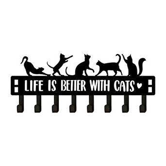 Over-the-Door Cat Hook Rack Metal 8 Hooks Entryway Bedroom Organizer