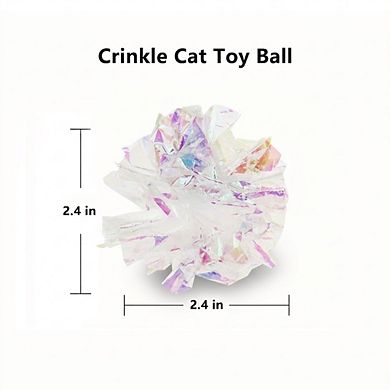 Cat Crinkle Ball Toy Pack of 12 Lightweight Interactive Sound Teaser for Indoor Play