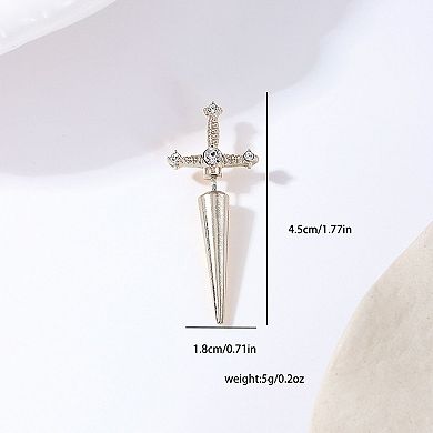 Women's Swords Drop Earrings with Crystals