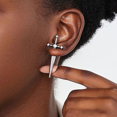 Women's Swords Drop Earrings with Crystals