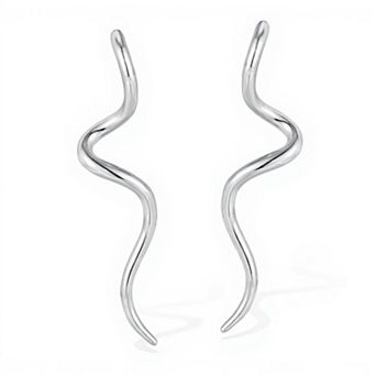 Wavy Metal Drop Earrings with Sculpted Curved Silhouette and Sleek Minimalist Design