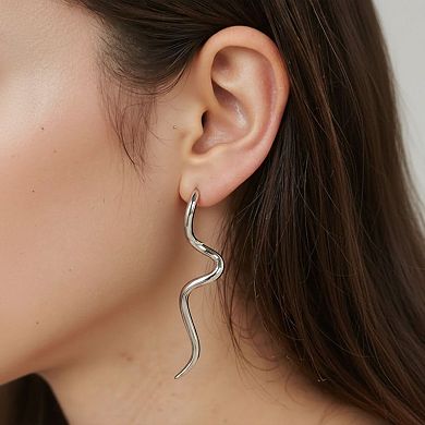 Wavy Metal Drop Earrings with Sculpted Curved Silhouette and Sleek Minimalist Design