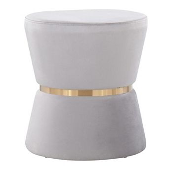 Loheer Contemporary Velvet Ottoman with Metal Accent Band