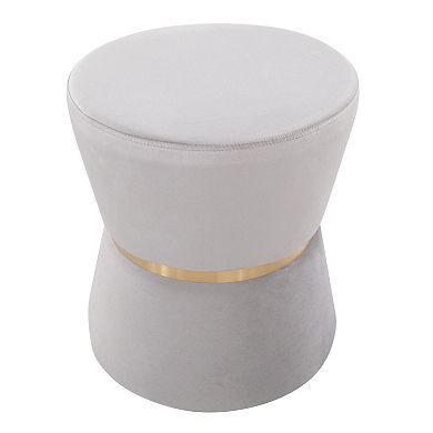 Loheer Contemporary Velvet Ottoman with Metal Accent Band