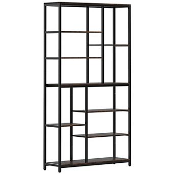 Open-Back Bookcase with Metal Frame for Living Room, Office, or Bedroom