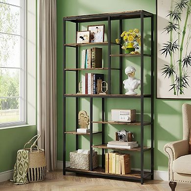 Open-Back Bookcase with Metal Frame for Living Room, Office, or Bedroom