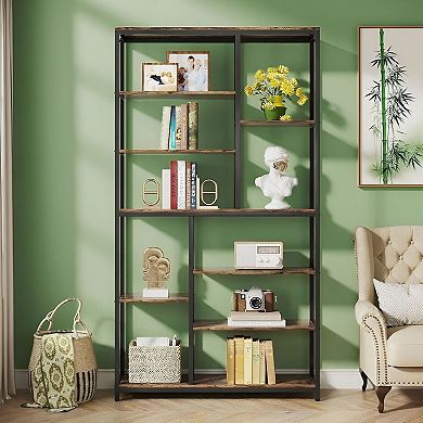Open-Back Bookcase with Metal Frame for Living Room, Office, or Bedroom