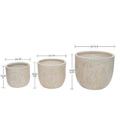 KWPZQEB Modern Design Light Yellow Planter, Large Outdoor Round Magnesium Oxide Planter Set of 3