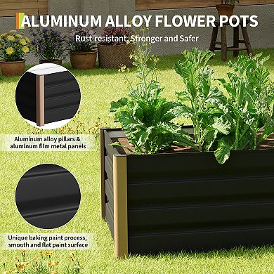 8x3x1.3 ft Deep Raised Garden Bed Planter Box, Heavy-Duty Aluminum Alloy, Rust-Resistant