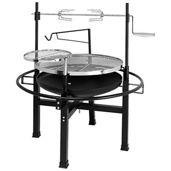 Round Charcoal Grill Outdoor BBQ Grill with Adjustable Height Cooking