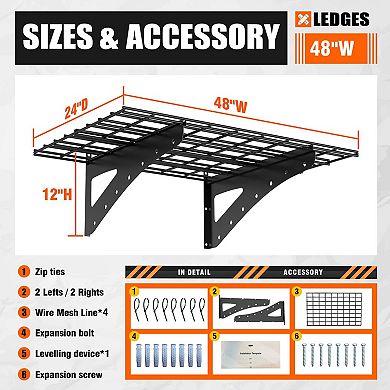 Wall Mounted Heavy-Duty Metal Shelf 2-Pack for Garage or Storage Room