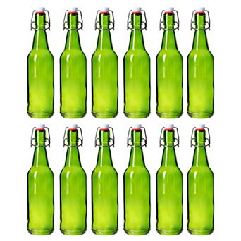 12 Pack Green Swing Top Glass Beer Bottles 330 ml with Flip Cap for Home Brewing