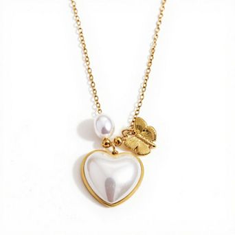 Women's Multi-Charm Pendant Necklace with Layered Bead Accents and Faceted Gem Details